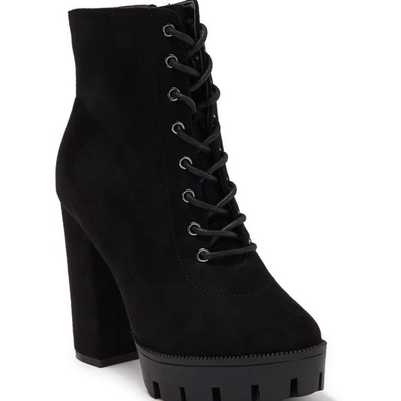 Top Moda Nordstrom Dale Heel Boots Lace Up Platform Booties Black Size 7 NEW - Picture 1 of 6